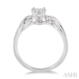 1/3 ctw Round Cut Diamond Lovebright Engagement Ring in 14K White Gold