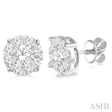 3.00 ctw Lovebright Round Cut Diamond Stud Earrings in 14K White Gold