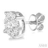 3.00 ctw Lovebright Round Cut Diamond Stud Earrings in 14K White Gold