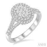 3/4 ctw Oval Shape Diamond Lovebright Diamond Ring in 14K White Gold