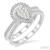 1/2 Ctw Diamond Lovebright Wedding Set with 1/3 Ctw Engagement Ring and 1/6 Ctw Wedding Band in 14K White Gold