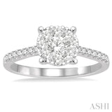 3/4 ctw Round Cut Lovebright Diamond Ring in 14K White Gold