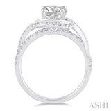 7/8 ctw Diamond Engagement Ring with 1/2 ct Round Cut Center Stone in 14K White Gold