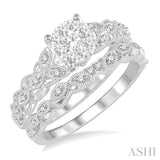 3/8 ctw Round Cut Diamond Lovebright Bridal Set with 1/3 ctw Engagement Ring and 1/20 ctw Wedding Band in 14K White Gold