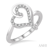 1/6 ctw Double Heart Charm Round Cut Diamond Ladies Ring in 10K White Gold