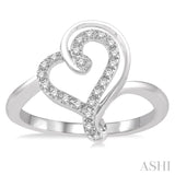 1/6 ctw Double Heart Charm Round Cut Diamond Ladies Ring in 10K White Gold