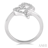 1/6 ctw Double Heart Charm Round Cut Diamond Ladies Ring in 10K White Gold