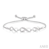 1/20 ctw Triple Infinity Link Round Cut Diamond Sterling Silver Lariat Bracelet