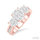 3/4 Ctw Lovebright Round Cut Diamond Ring in 14K Rose and White Gold