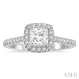 1/4 ctw Square Shape Diamond Semi-Mount Engagement Ring in 14K White Gold
