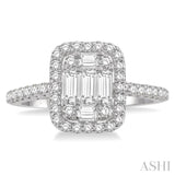 1 Ctw Baguette & Round Cut Fusion Diamond Ring in 14K White Gold