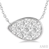 1/2 ctw Pear Shape Lovebright Diamond Pendant With Chain in 14K White Gold