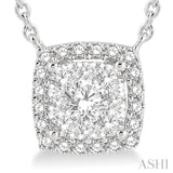 1/2 ctw Cushion Shape Lovebright Diamond Pendant With Chain in 14K White Gold