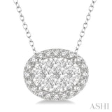 1/2 Ctw Oval Shape Lovebright Round Cut Diamond Pendant With Chain in 14K White Gold