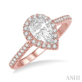 1/3 Ctw Pear Shape Semi-Mount Diamond Engagement Ring in 14K Rose and White Gold