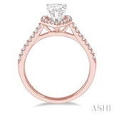 1/3 Ctw Pear Shape Semi-Mount Diamond Engagement Ring in 14K Rose and White Gold