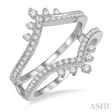 1/2 ctw Pointed Arch Round Cut Diamond Insert Ring in 14K White Gold