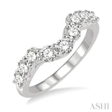 1.00 ctw U-Drop Round Cut Diamond Wedding Band in 14K White Gold