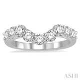 1.00 ctw U-Drop Round Cut Diamond Wedding Band in 14K White Gold