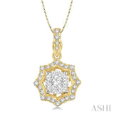 1/4 ctw Star Lattice Lovebright Round Cut Diamond Pendant With Chain in 14K Yellow and White Gold