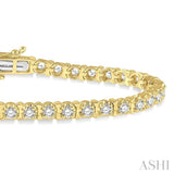 3 Ctw Round Cut Diamond Tennis Tulip Bracelet in 14K Yellow Gold