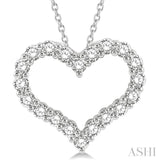 1 1/2 ctw Heart Shape Round Cut Diamond Pendant With Chain in 14K White Gold