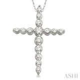 1/4 ctw Round Cut Diamond Journey Cross Pendant in 14K White Gold with Chain