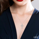 1/4 ctw Round Cut Diamond Cross Pendant in 14K White Gold with Chain