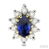 5x3MM Oval Cut Sapphire and 1/4 ctw Round Cut Diamond Earrings in 14K Yellow Gold