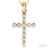 1/4 ctw Round Cut Diamond Cross Pendant in 14K Yellow Gold with Chain