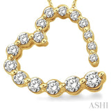 1/4 ctw Diamond Journey Heart Pendant in 14K Yellow Gold with chain