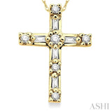 1/10 ctw Diamond Cross Pendant in 10K Yellow Gold with Chain