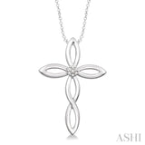 1/50 ctw Single Cut Diamond Cross Pendant in Sterling Silver with Chain