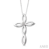 1/50 ctw Single Cut Diamond Cross Pendant in Sterling Silver with Chain