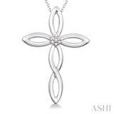 1/50 ctw Single Cut Diamond Cross Pendant in Sterling Silver with Chain