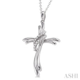 1/20 ctw Single Cut Diamond Cross Pendant in Sterling Silver with Chain