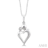 1/50 ctw Round Cut Diamond Heart Pendant in Sterling Silver with Chain