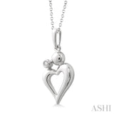 1/50 ctw Round Cut Diamond Heart Pendant in Sterling Silver with Chain
