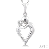 1/50 ctw Round Cut Diamond Heart Pendant in Sterling Silver with Chain