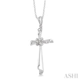 1/20 ctw Single Cut Diamond Cross Pendant in Sterling Silver with Chain
