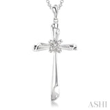 1/20 ctw Single Cut Diamond Cross Pendant in Sterling Silver with Chain