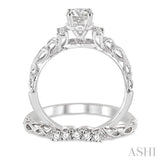 1/2 Ctw Diamond Wedding Set with 1/3 Ctw Round Cut Engagement Ring and 1/10 Ctw Wedding Band in 14K White Gold