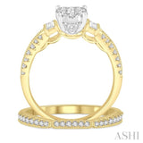 1 Ctw Diamond Lovebright Bridal Set with 3/4 Ctw Engagement Ring and 1/5 Ctw Wedding Band in 14K Yellow and White Gold