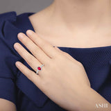 6x4 MM Oval Shape Ruby and 3/8 ctw Diamond Precious Ring in 14K White Gold