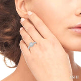 3/8 Ctw Octagonal Shape Arrow Head Shank Round and Baguette Diamond Ring in 14K White Gold