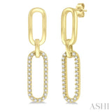 1/6 Ctw Round Cut Diamond Paperclip Earring in 14K Yellow Gold