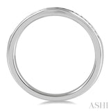 1/3 Ctw Round Cut Diamond Inlay Wedding Band in 14K White Gold