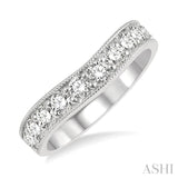 1.00 ctw Arched Round Cut Diamond Wedding Band in 14K White Gold