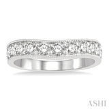 1.00 ctw Arched Round Cut Diamond Wedding Band in 14K White Gold