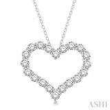3 Ctw Heart Shape Round Cut Diamond Pendant With Chain in 14K White Gold
